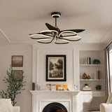 36-inch Black Modern Petal LED Ceiling Fan with Light - 6-Speed with Remote Control