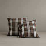 Square Exclusive Design Cushion in Brown Checkered Cotton Linen, 45*45CM