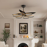 36-inch Black Modern Petal LED Ceiling Fan with Light - 6-Speed with Remote Control
