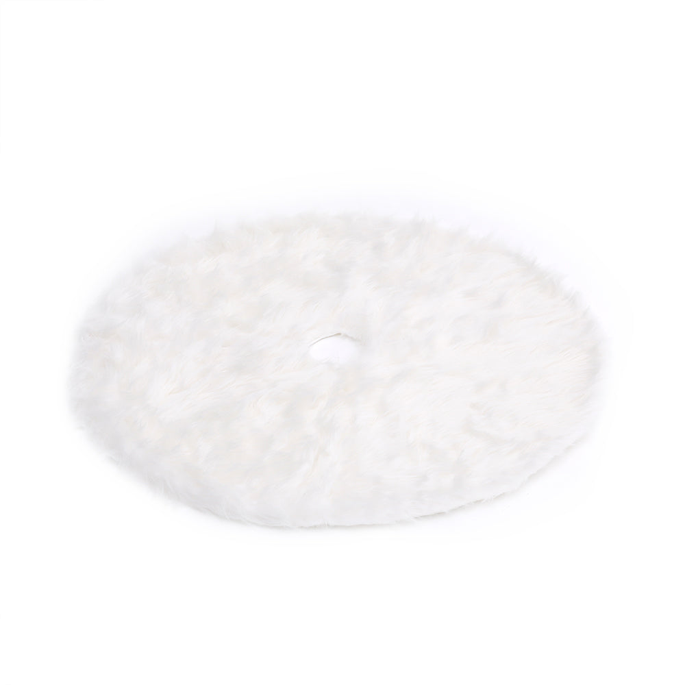 Luxurious Faux Fur Christmas Tree Skirt – 122cm Round White Decoration