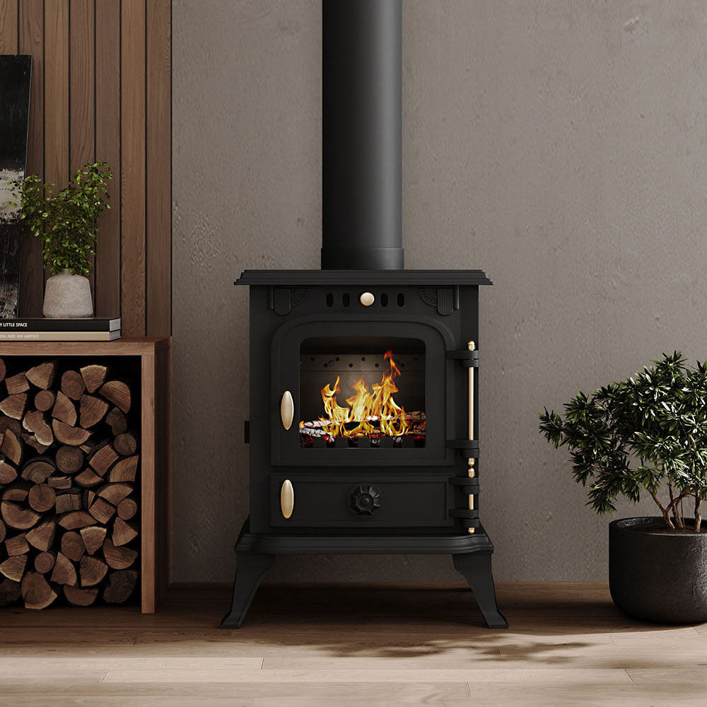 Vintage Wood-Burning Cast Iron Fireplace