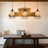 Rustic Iron Woven Rattan Pendant Light for Dining Room, Reading Corner & Bedroom