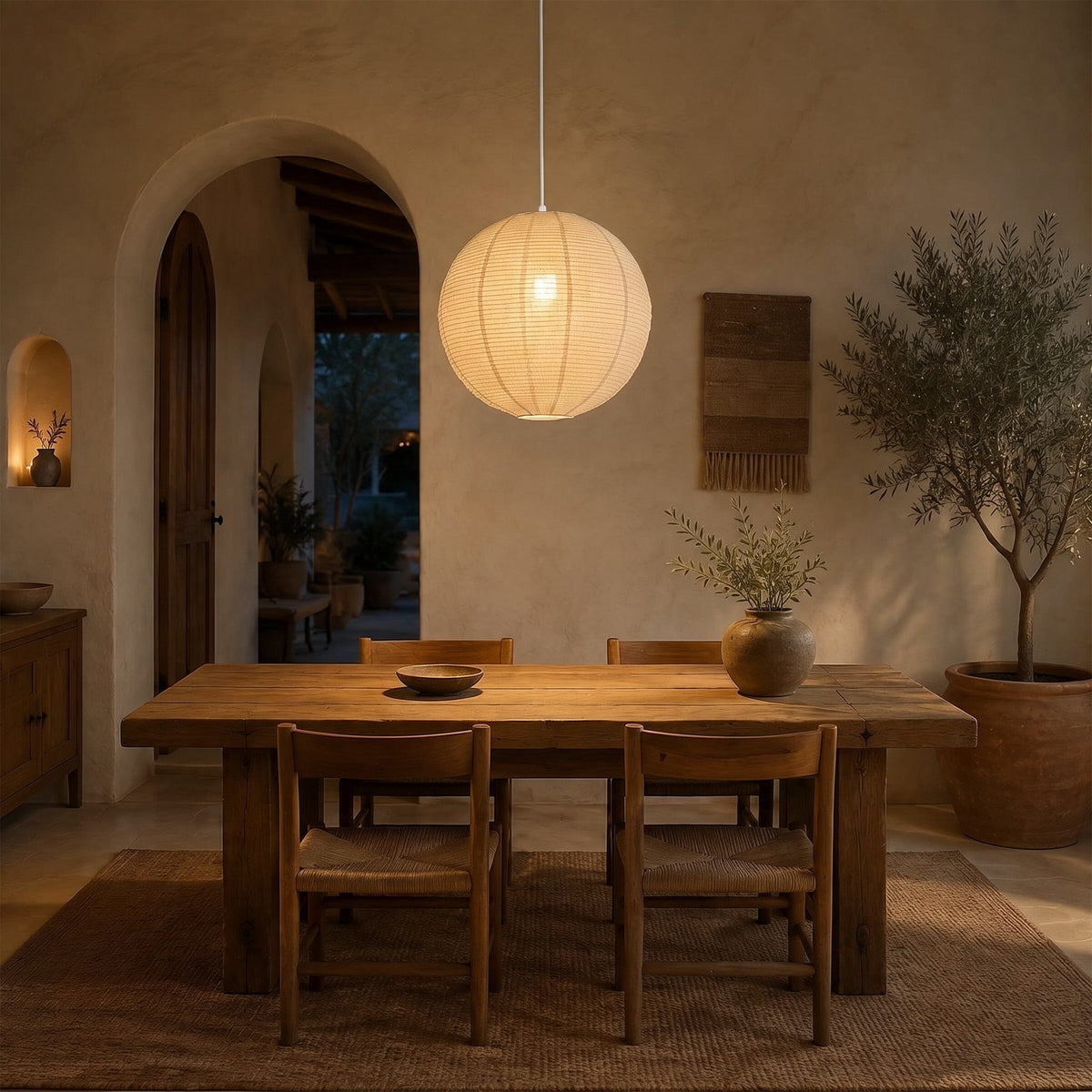 Lightsin Wabi-Sabi Linen Spherical Pendant Light for Bedroom, Dining Room & Boho Interiors Lightsin UK 