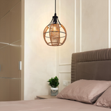 Rustic Iron Woven Rattan Pendant Light for Dining Room, Reading Corner & Bedroom