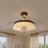 36 inch reversible ceiling fan with LED light installed in a living room