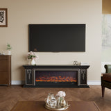 Black Gold Trim TV Cabinet Electric Fireplace with WiFi, APP & Flame Sound