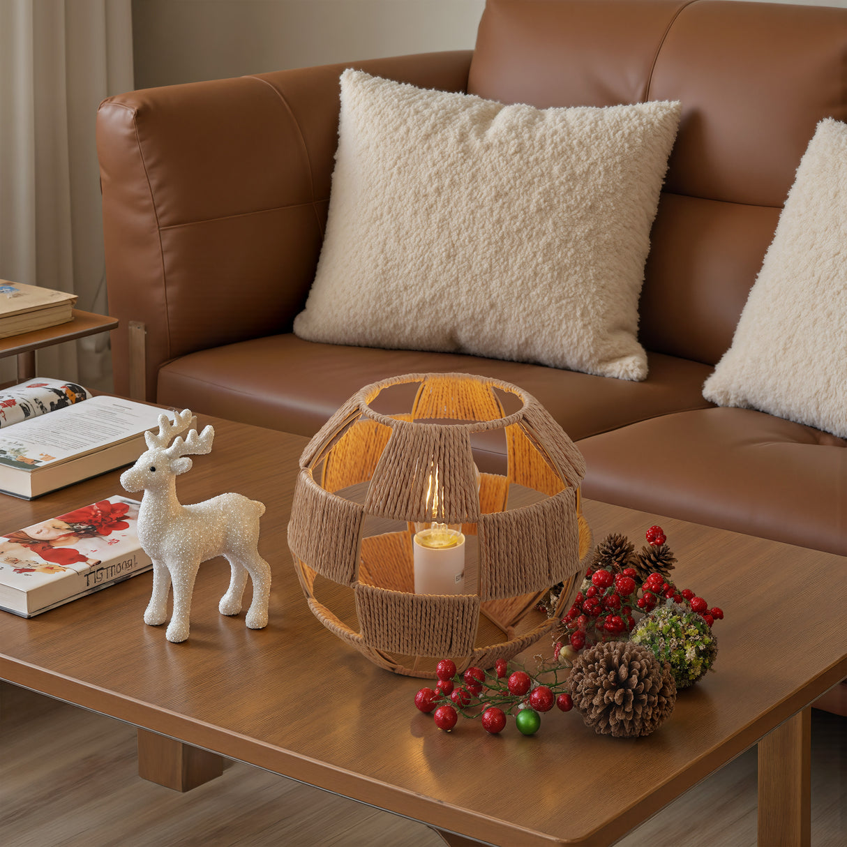 Handwoven Jute Globe Table Lamp - Eco-friendly Spherical Bedside Desk Lighting