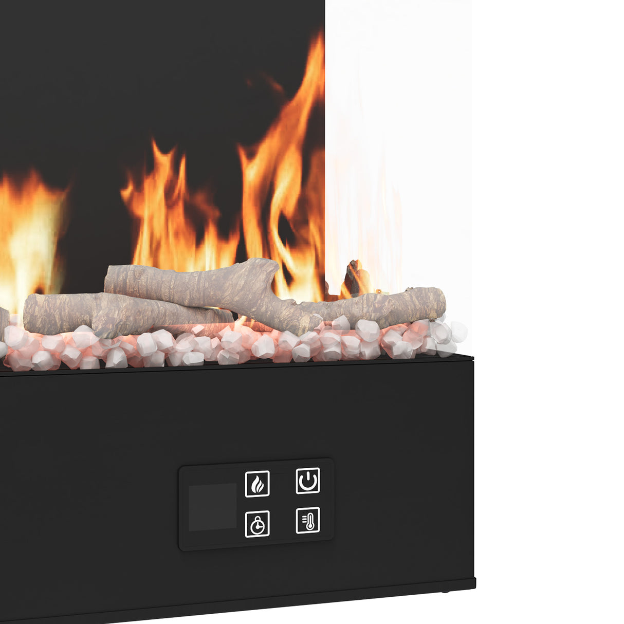 117cm/150cm L-Shaped Electric Fireplace – WiFi Control, LED Display, Resin Logs & Crystal Stones with Heating