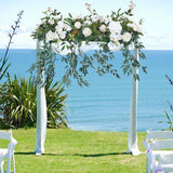 Artificial Decorative Border - White Flowers with Green Leaves Ideal for Wedding Mantelpiece and Interior Decor