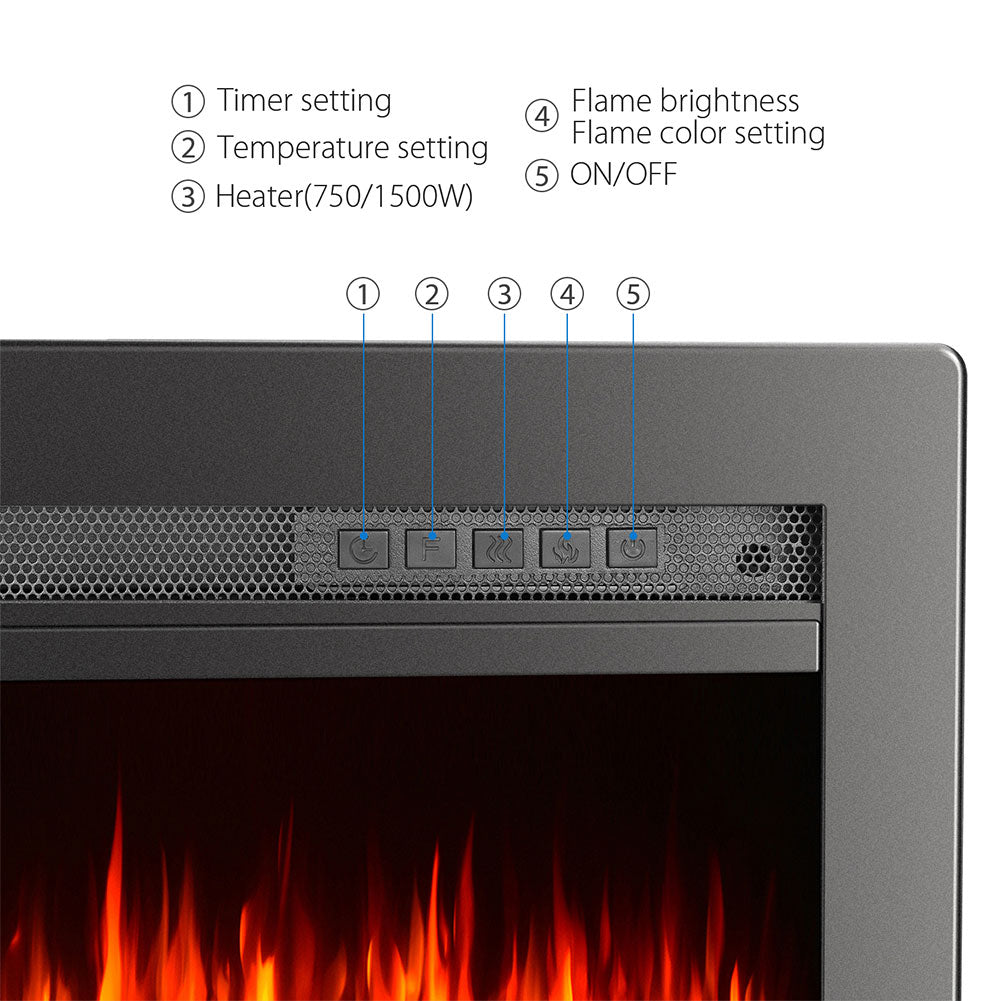 Livingroom Linear Wall Mounted Electric Fireplace with LED Flames