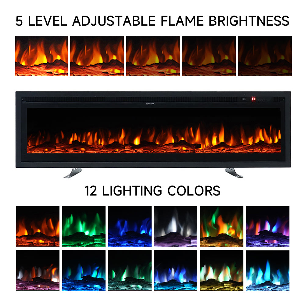 70/80/100 Inch Electric Fireplace with Remote 9 Flame Colours Freestanding Fireplaces