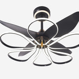 36-inch Black Modern Petal LED Ceiling Fan with Light - 6-Speed with Remote Control