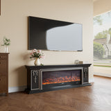 Black Gold Trim TV Cabinet Electric Fireplace with WiFi, APP & Flame Sound