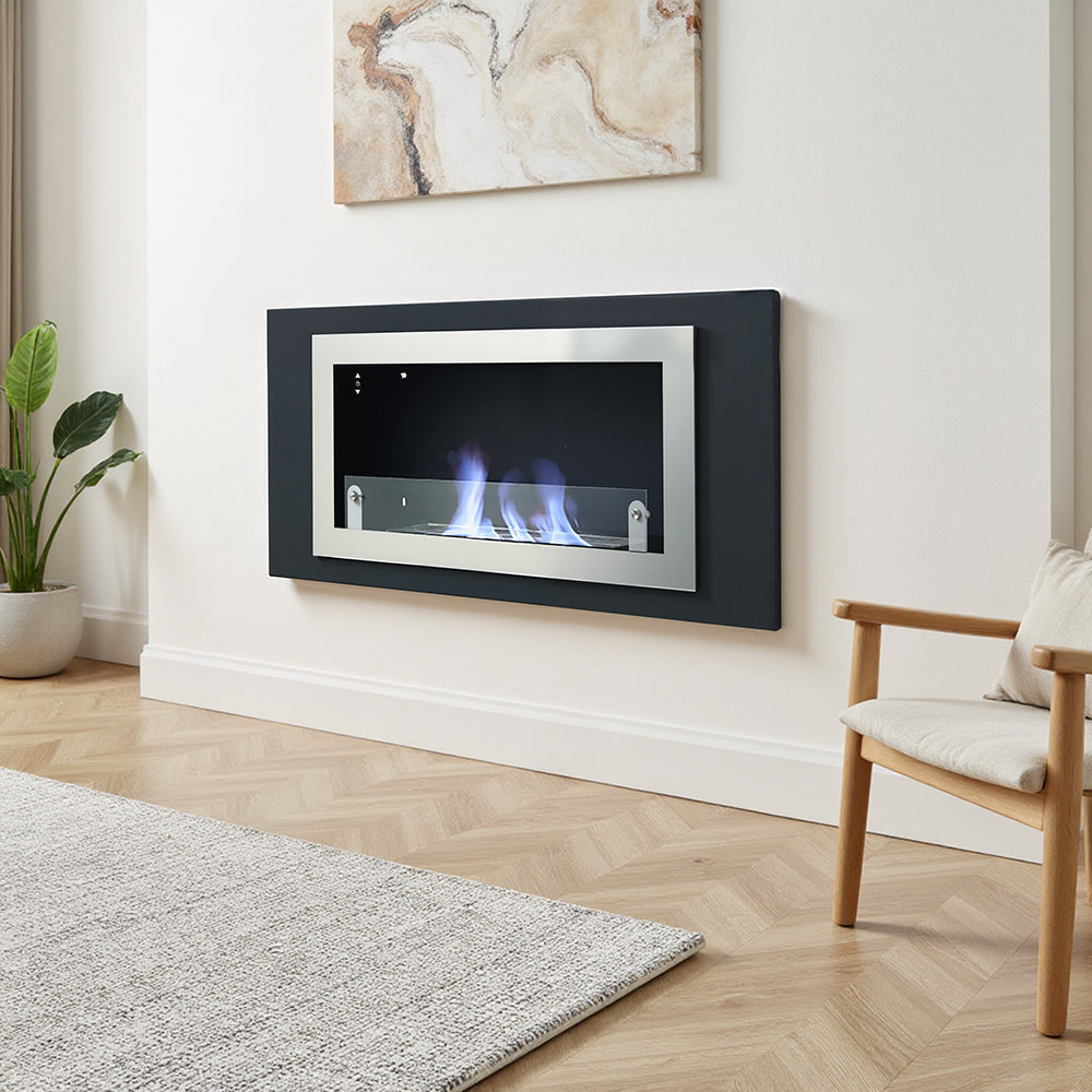 45inch Bio Ethanol Built in Recessed Wall Mount  Fireplace Silver