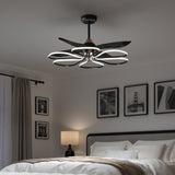 36-inch Black Modern Petal LED Ceiling Fan with Light - 6-Speed with Remote Control