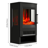 3-Sided Freestanding Electric Fireplace with Remote Control – Black, 900/1800W, Adjustable LED Flame & Temperature