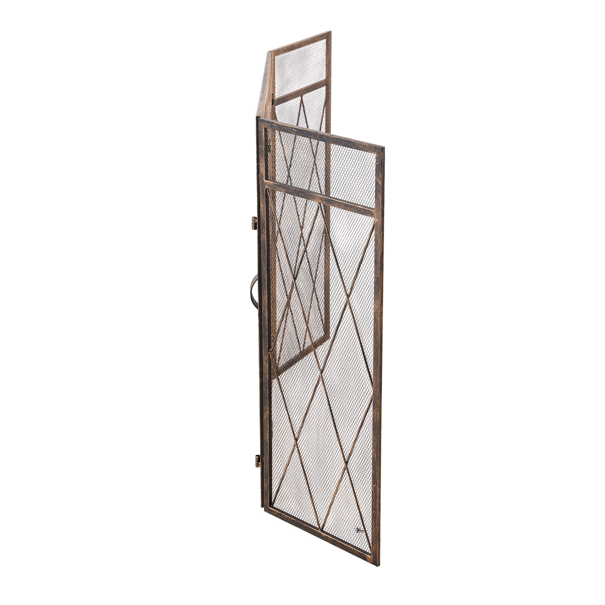 Triple-Fold Iron Fireplace Screen Antique Copper Powder Coated – 127x13x81cm