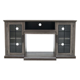 Panoramic Glass Fireplace TV Stand with Storage Cabinets, Customizable Flames & Remote Control