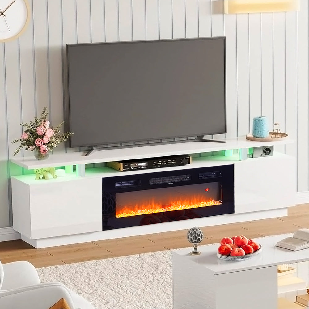 70 Inch LED TV Stand with Fireplace Electric