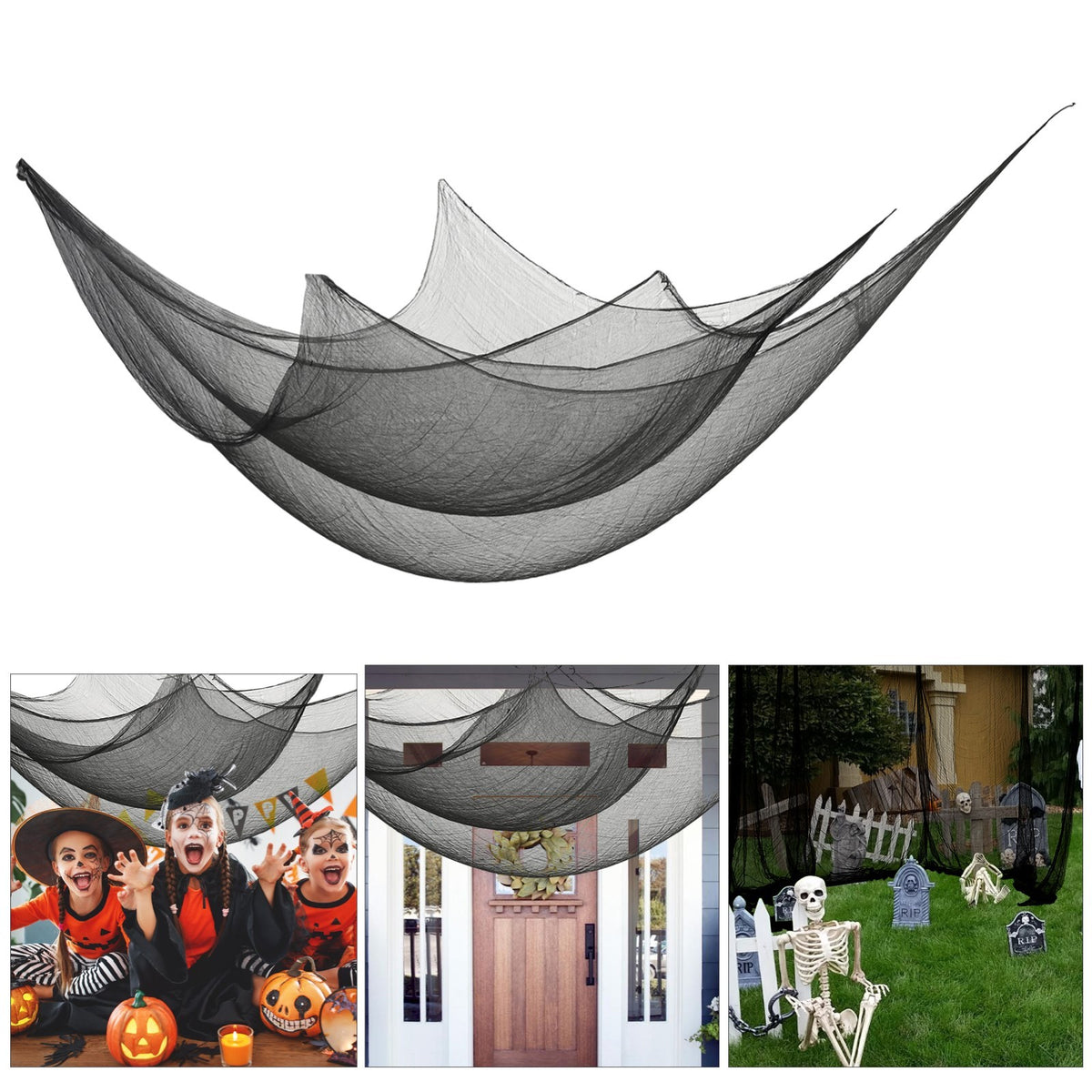 Eerie Elegance Spectral Spiderweb Drapery Haunting Halloween Decor