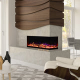 117cm/150cm L-Shaped Electric Fireplace – WiFi Control, LED Display, Resin Logs & Crystal Stones with Heating