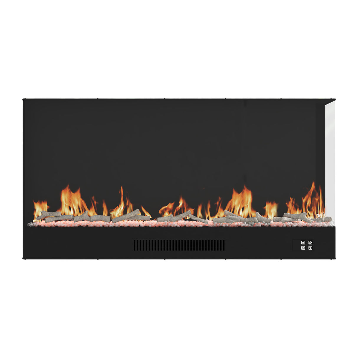 117cm/150cm L-Shaped Electric Fireplace – WiFi Control, LED Display, Resin Logs & Crystal Stones with Heating