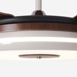 48 inch ceiling fan with dimmable LED light shown from below with LED light on