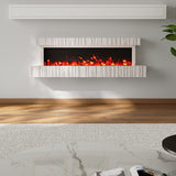 47/59 Inch Wall Mounted Electric Fireplace with Faux Stone Mantel, WiFi, Remote & LED Flames