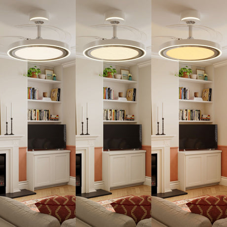 48 inch reversible ceiling fan with LED light with dimensions shown for installation