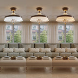 36 inch reversible ceiling fan with LED light in a neutral lounge setting