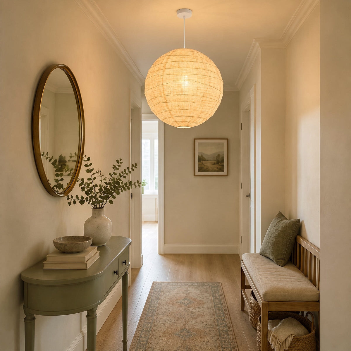 Lightsin Wabi-Sabi Linen Spherical Pendant Light for Bedroom, Dining Room & Boho Interiors Lightsin UK 