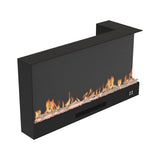 117cm/150cm L-Shaped Electric Fireplace – WiFi Control, LED Display, Resin Logs & Crystal Stones with Heating
