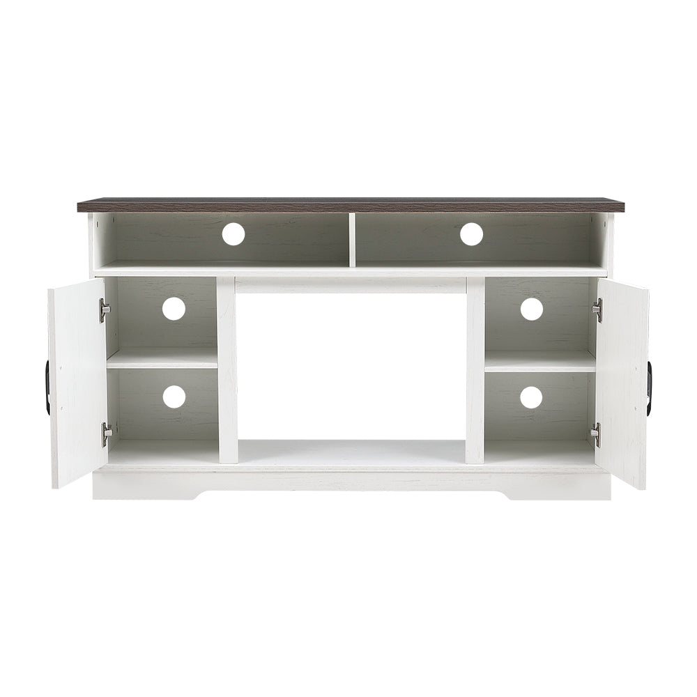 Large Wooden TV Stand with Recessed Electric Fireplace