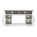 Large Wooden TV Stand with Recessed Electric Fireplace