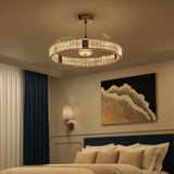 60cm gold ceiling fan with LED light and crystal accents for dining rooms