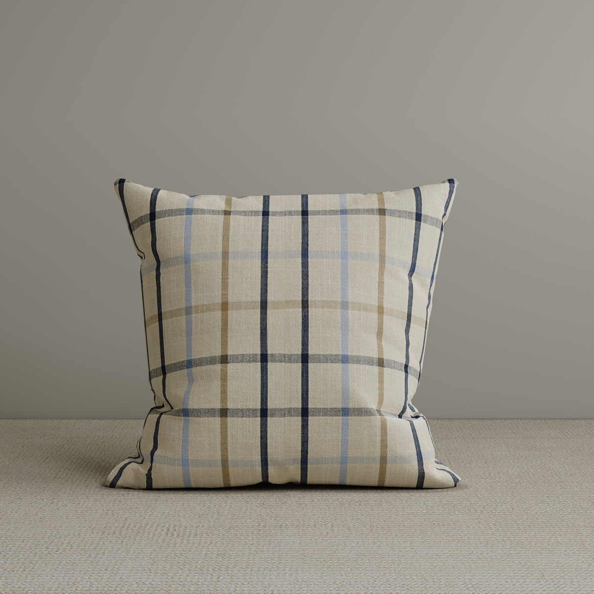 Square Exclusive Design Cushion in Light Blue Checkered Cotton Linen, 45*45CM