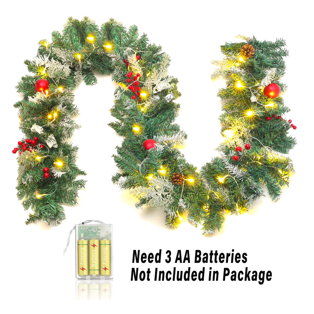 Christmas Decorative Garland - 2.7m Mixed Pine Needle Rattan