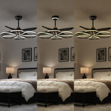 36-inch Black Modern Petal LED Ceiling Fan with Light - 6-Speed with Remote Control