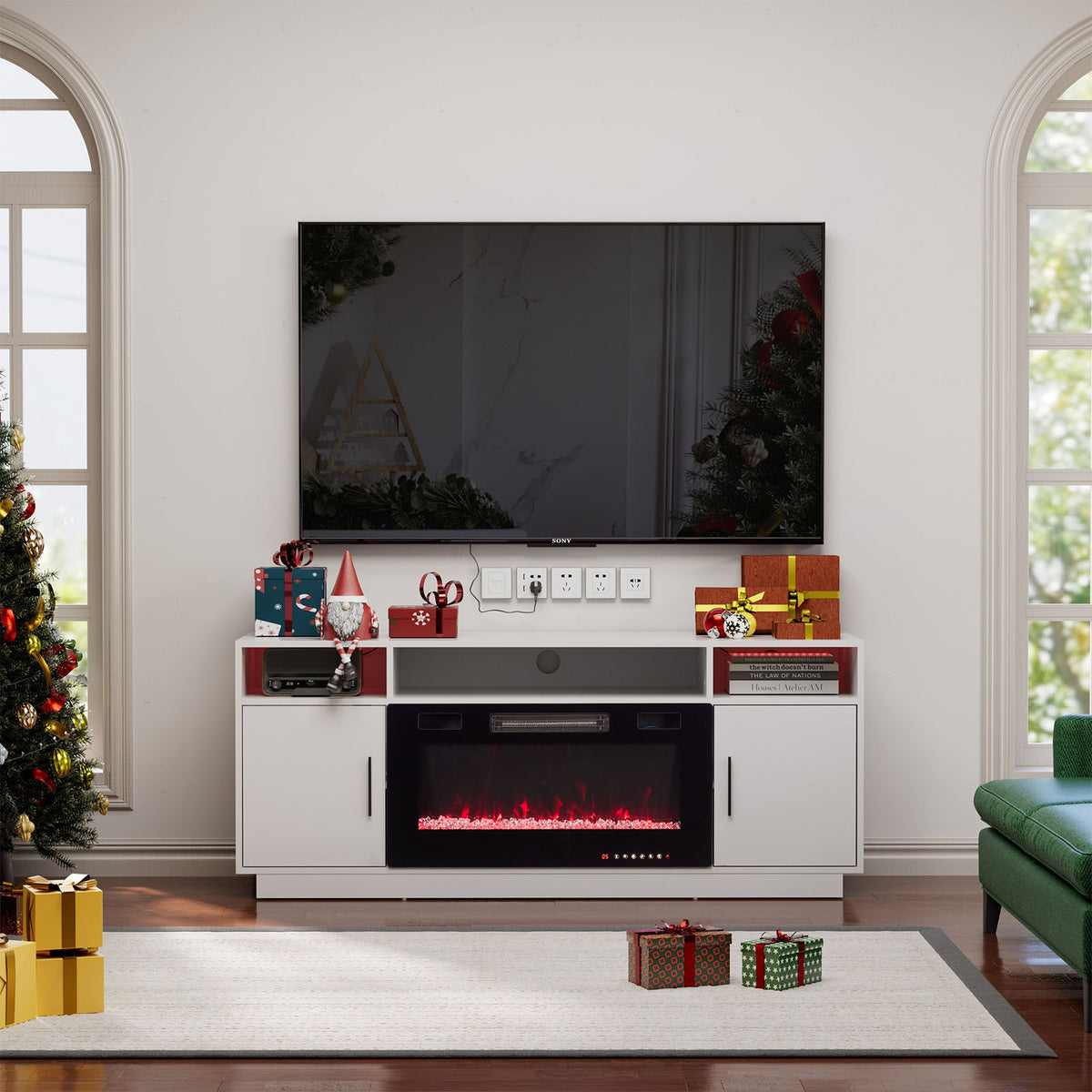 30Inch Electric Fireplace TV Stand Large Media Cabinet 24 Options