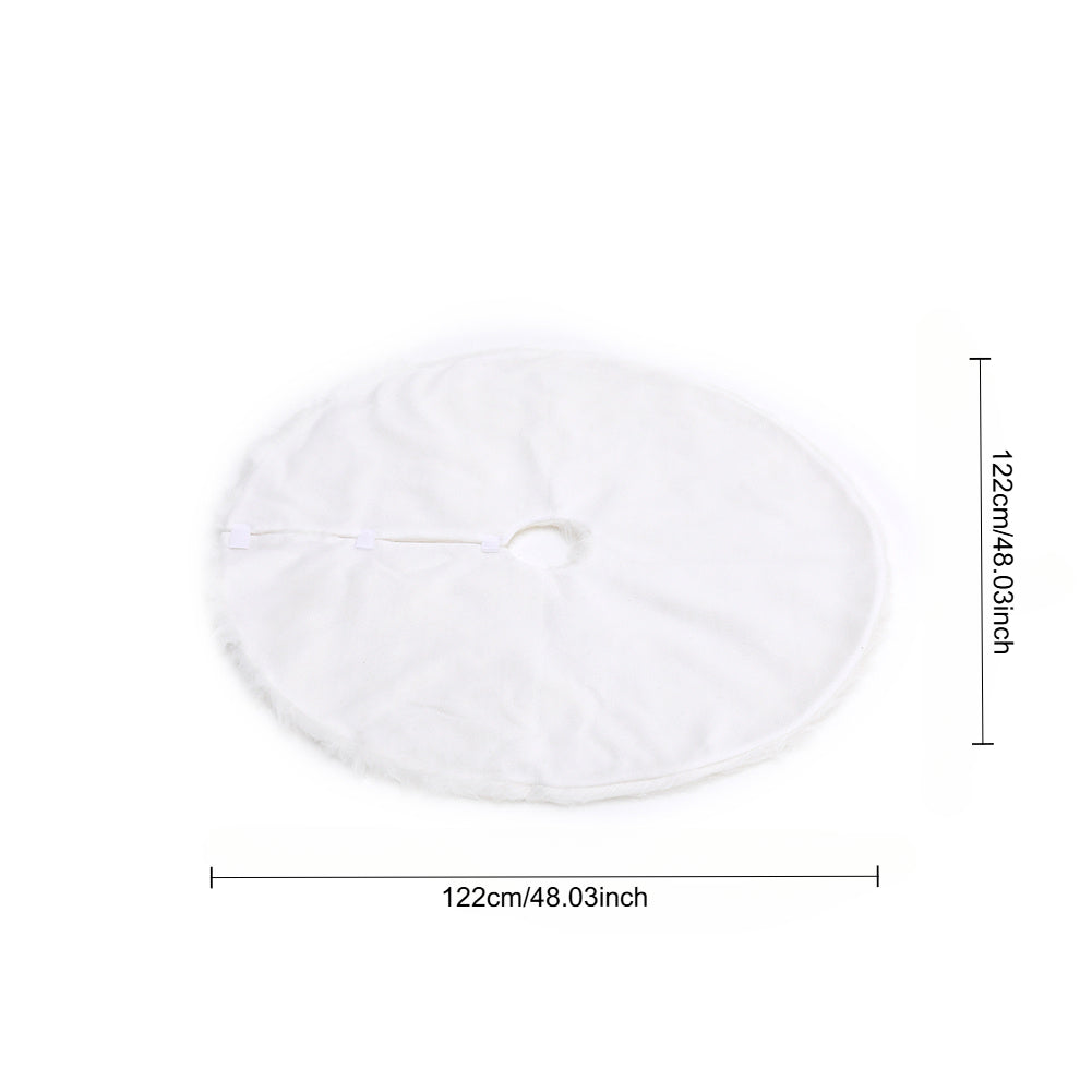 Luxurious Faux Fur Christmas Tree Skirt – 122cm Round White Decoration