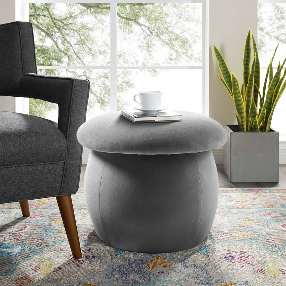 Cute Mushroom Shaped Velvet Pouf Ottoman