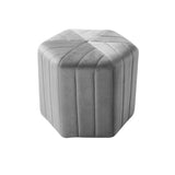 Minimal Hexagonal Velvet Footstool Ottoman with Stripes