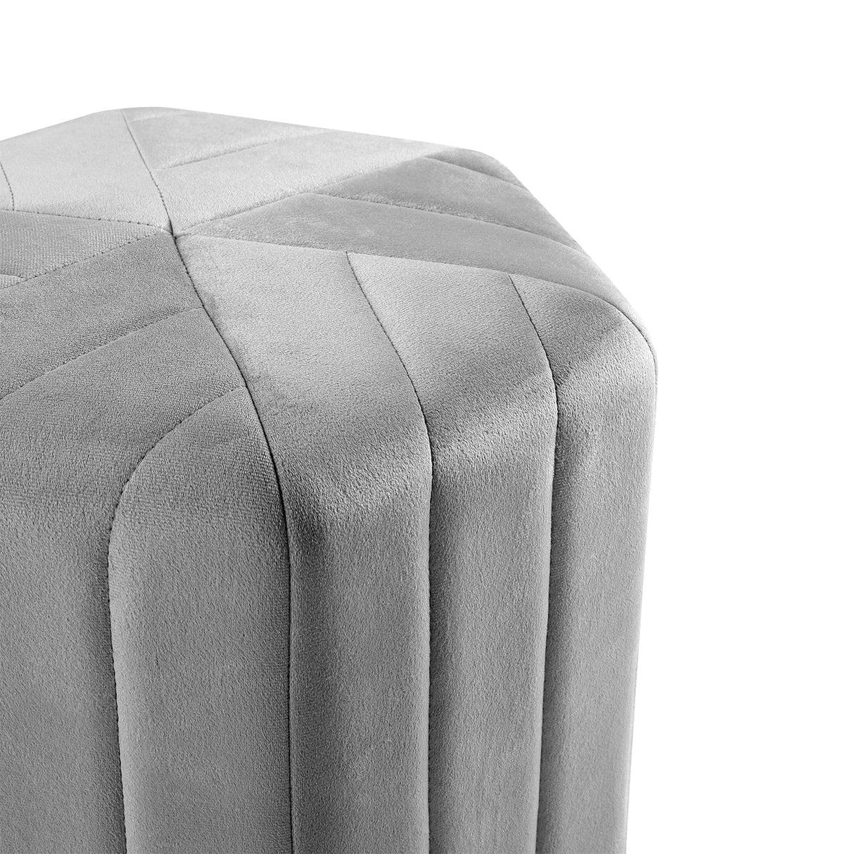 Minimal Hexagonal Velvet Footstool Ottoman with Stripes