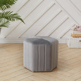 Minimal Hexagonal Velvet Footstool Ottoman with Stripes
