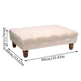 Buttoned Velvet Rectangular Ottoman Footstool with Gourd-shaped Legs