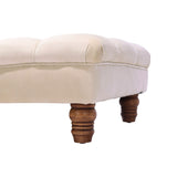 Buttoned Velvet Rectangular Ottoman Footstool with Gourd-shaped Legs