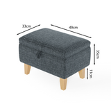 Linen Upholstered Storage Ottoman Footstool