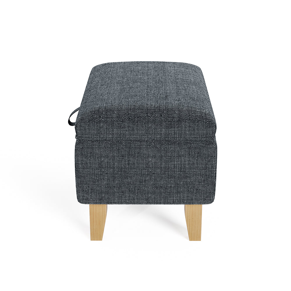 Linen Upholstered Storage Ottoman Footstool