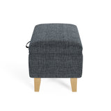 Linen Upholstered Storage Ottoman Footstool
