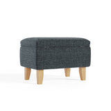 Linen Upholstered Storage Ottoman Footstool